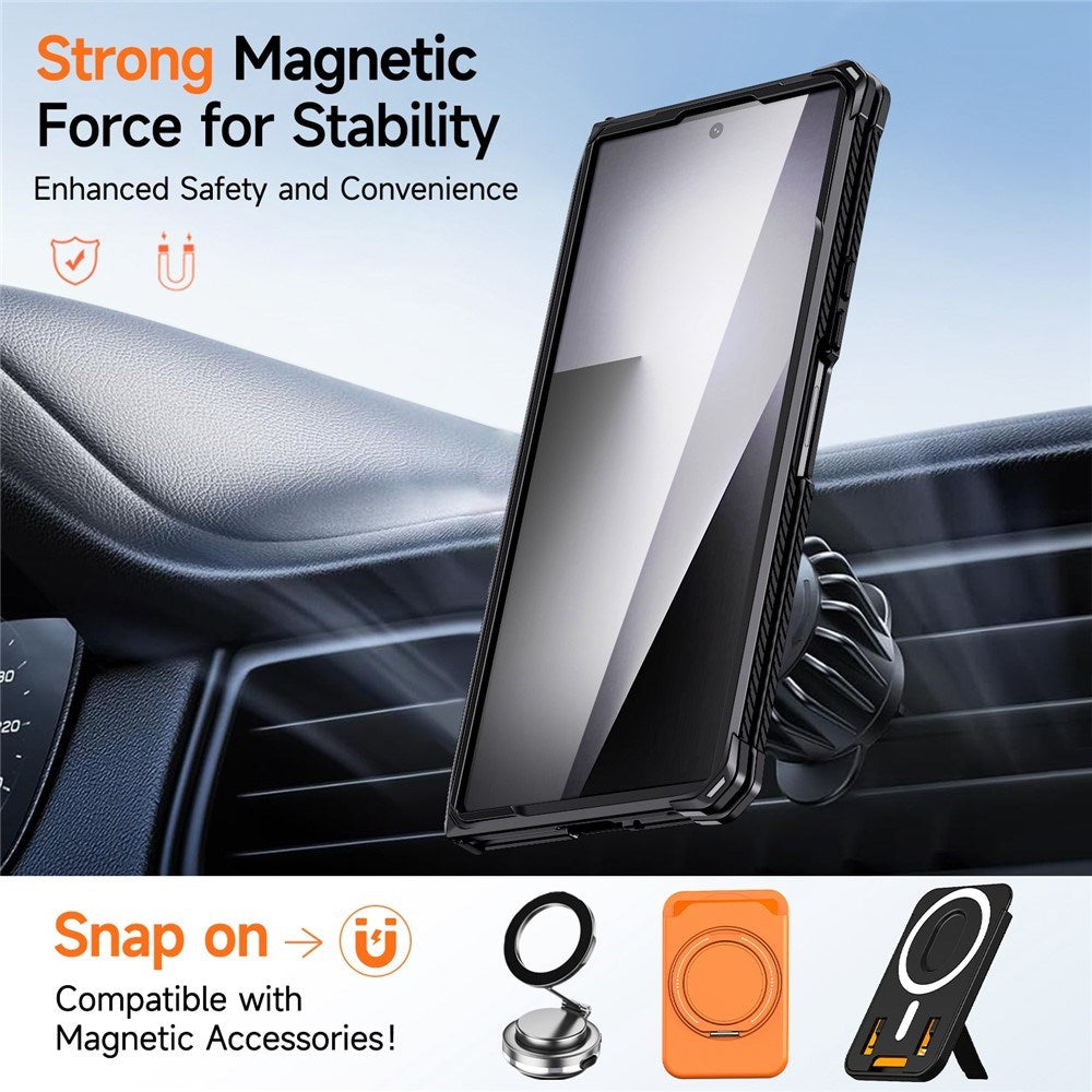 Samsung Galaxy Z Fold8 Ultra / Fold7 EIDERWOOD Håndværkercover m. Indbygget Ståfunktion - MagSafe Kompatibel - Sort