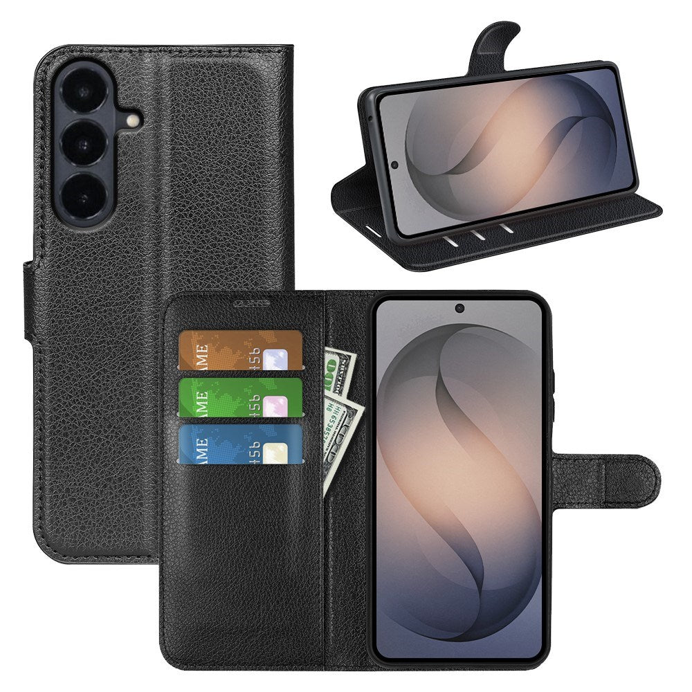 Samsung Galaxy S26 FE EIDERWOOD Kunstlæder Flipcover - Kortholder & Ståfunktion - Sort