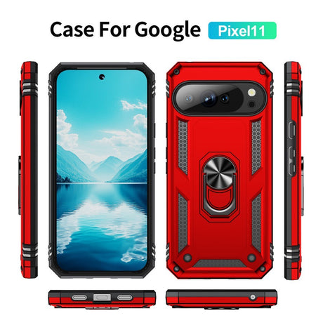 Google Pixel 11 / 11 Pro EIDERWOOD Håndværker Mobil Cover m. 360 Roterbar Kickstand - Rød