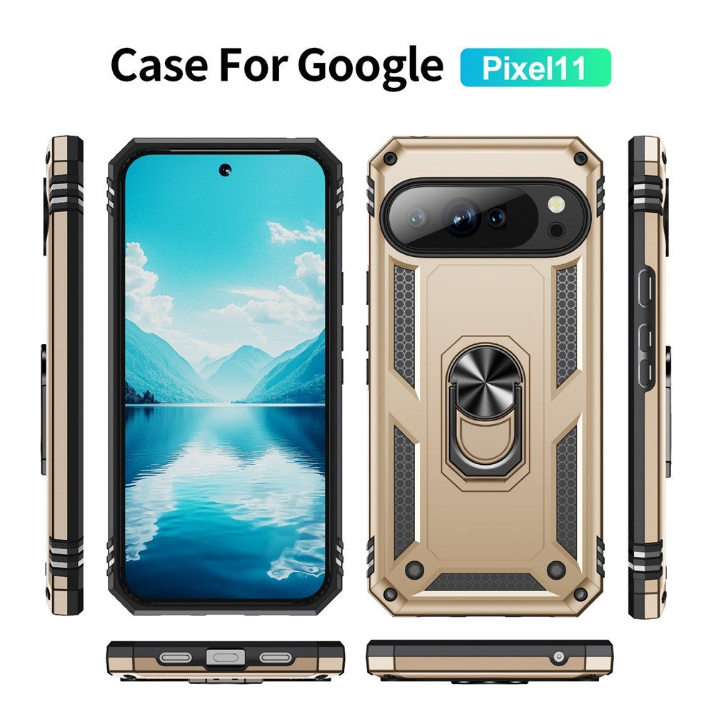 Google Pixel 11 / 11 Pro EIDERWOOD Håndværker Mobil Cover m. 360 Roterbar Kickstand - Guld