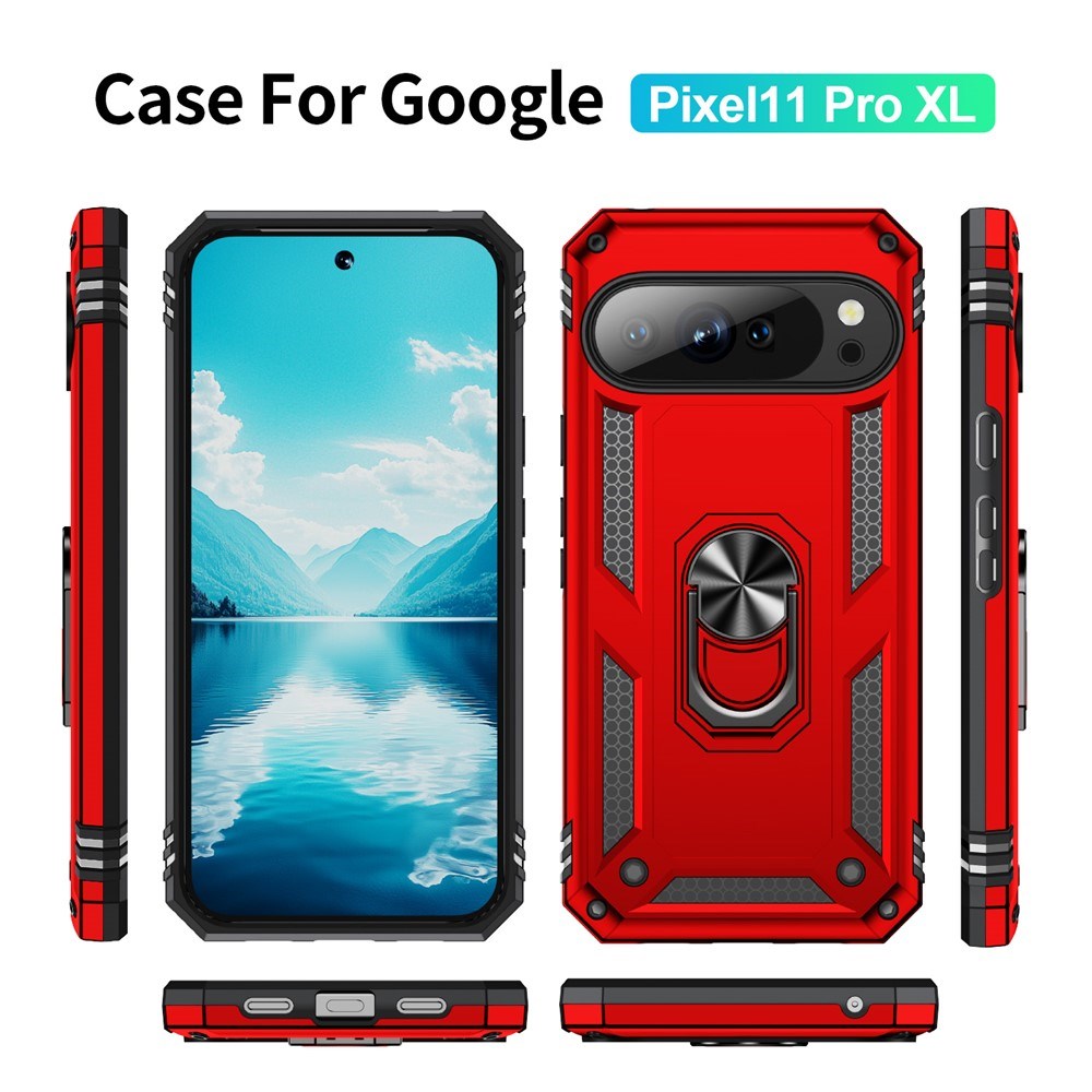 Google Pixel 11 Pro XL EIDERWOOD Håndværker Mobil Cover m. 360 Roterbar Kickstand - Red