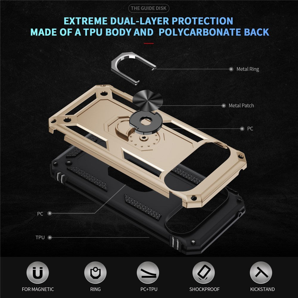 Google Pixel 11 Pro XL EIDERWOOD Håndværker Mobil Cover m. 360 Roterbar Kickstand - Guld