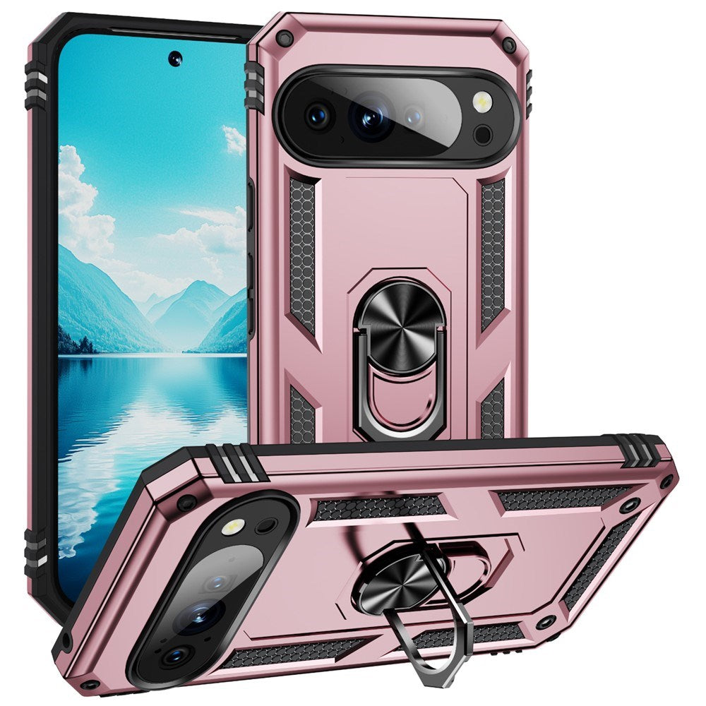 Google Pixel 11 Pro XL EIDERWOOD Håndværker Mobil Cover m. 360 Roterbar Kickstand - Rose Gold