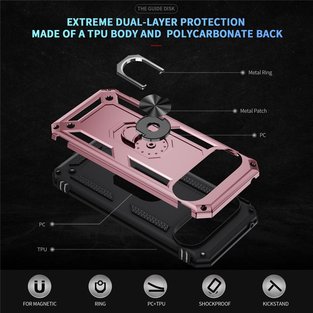 Google Pixel 11 Pro XL EIDERWOOD Håndværker Mobil Cover m. 360 Roterbar Kickstand - Rose Gold