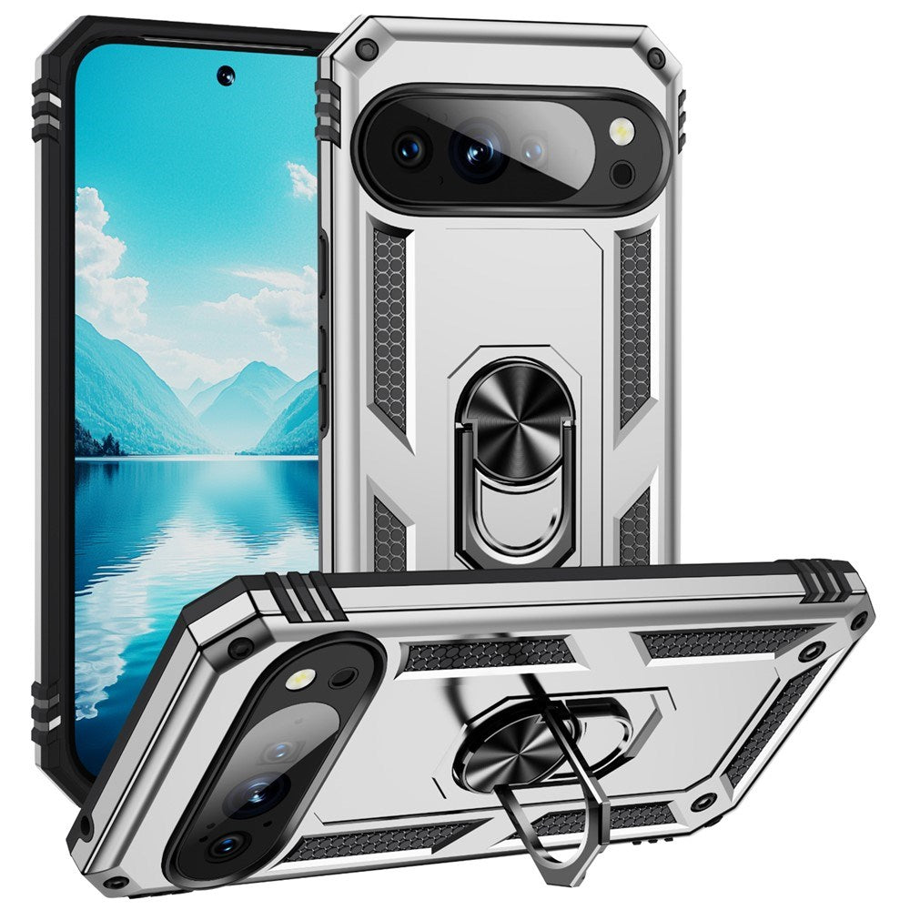 Google Pixel 11 Pro XL EIDERWOOD Håndværker Mobil Cover m. 360 Roterbar Kickstand - Sølv