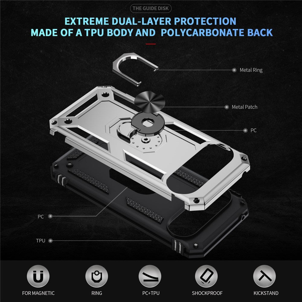 Google Pixel 11 Pro XL EIDERWOOD Håndværker Mobil Cover m. 360 Roterbar Kickstand - Sølv