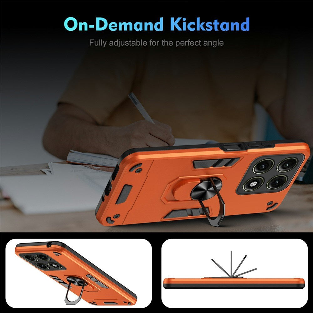 Motorola Edge 70 Pro EIDERWOOD Hybrid Håndværker Bagside Cover m. Kickstand - Orange