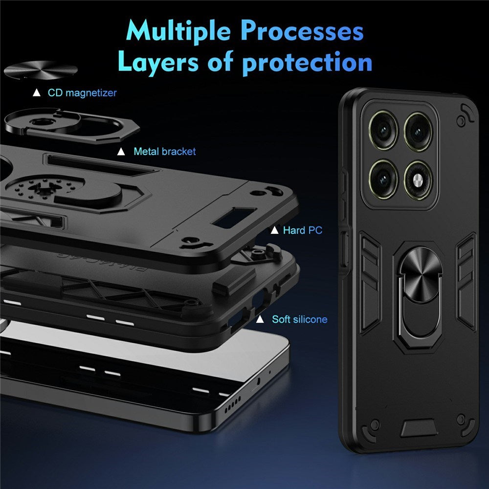 Motorola Edge 70 Pro EIDERWOOD Hybrid Håndværker Bagside Cover m. Kickstand - Sort