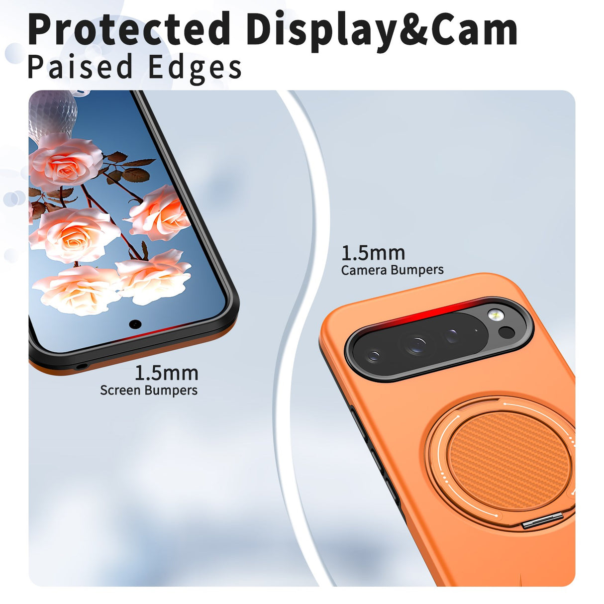 Google Pixel 11 / 11 Pro EIDERWOOD Hybrid Plast Bagside Cover m. Roterende Kickstand - MagSafe Kompatibel - Orange