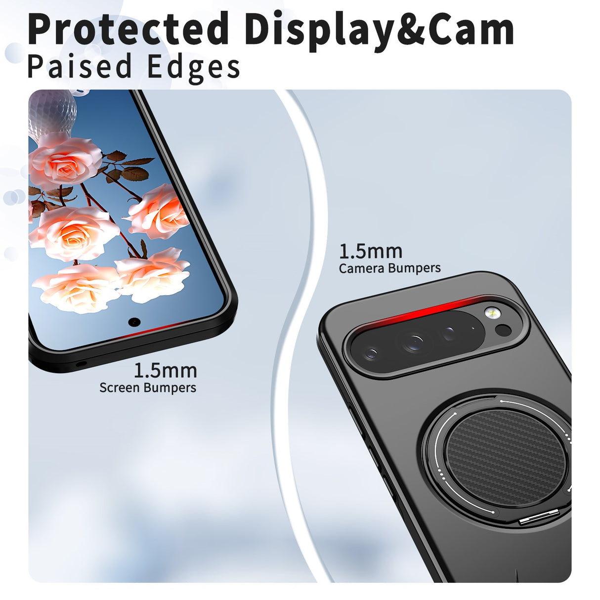 Google Pixel 11 / 11 Pro EIDERWOOD Hybrid Plast Bagside Cover m. Roterende Kickstand - MagSafe Kompatibel - Sort
