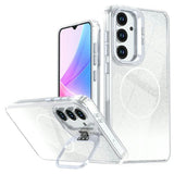 Samsung Galaxy S26 FE EIDERWOOD Hybrid Mobilcover m. Glitter & Kamera-Kickstand - Gennemsigtig / Hvid