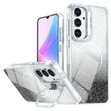 Samsung Galaxy S26 FE EIDERWOOD Hybrid Mobilcover m. Glitter & Kamera-Kickstand - Gennemsigtig / Sort