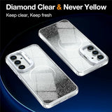 Samsung Galaxy S26 FE EIDERWOOD Hybrid Mobilcover m. Glitter & Kamera-Kickstand - Gennemsigtig / Sort