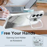 Samsung Galaxy S26 FE EIDERWOOD Hybrid Mobilcover m. Glitter & Kamera-Kickstand - Gennemsigtig / Sort