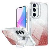 Samsung Galaxy S26 FE EIDERWOOD Hybrid Mobilcover m. Glitter & Kamera-Kickstand - Gennemsigtig / Orange