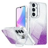 Samsung Galaxy S26 FE EIDERWOOD Hybrid Mobilcover m. Glitter & Kamera-Kickstand - Gennemsigtig / Lilla