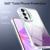 Samsung Galaxy S26 FE EIDERWOOD Hybrid Mobilcover m. Glitter & Kamera-Kickstand - Gennemsigtig / Lilla