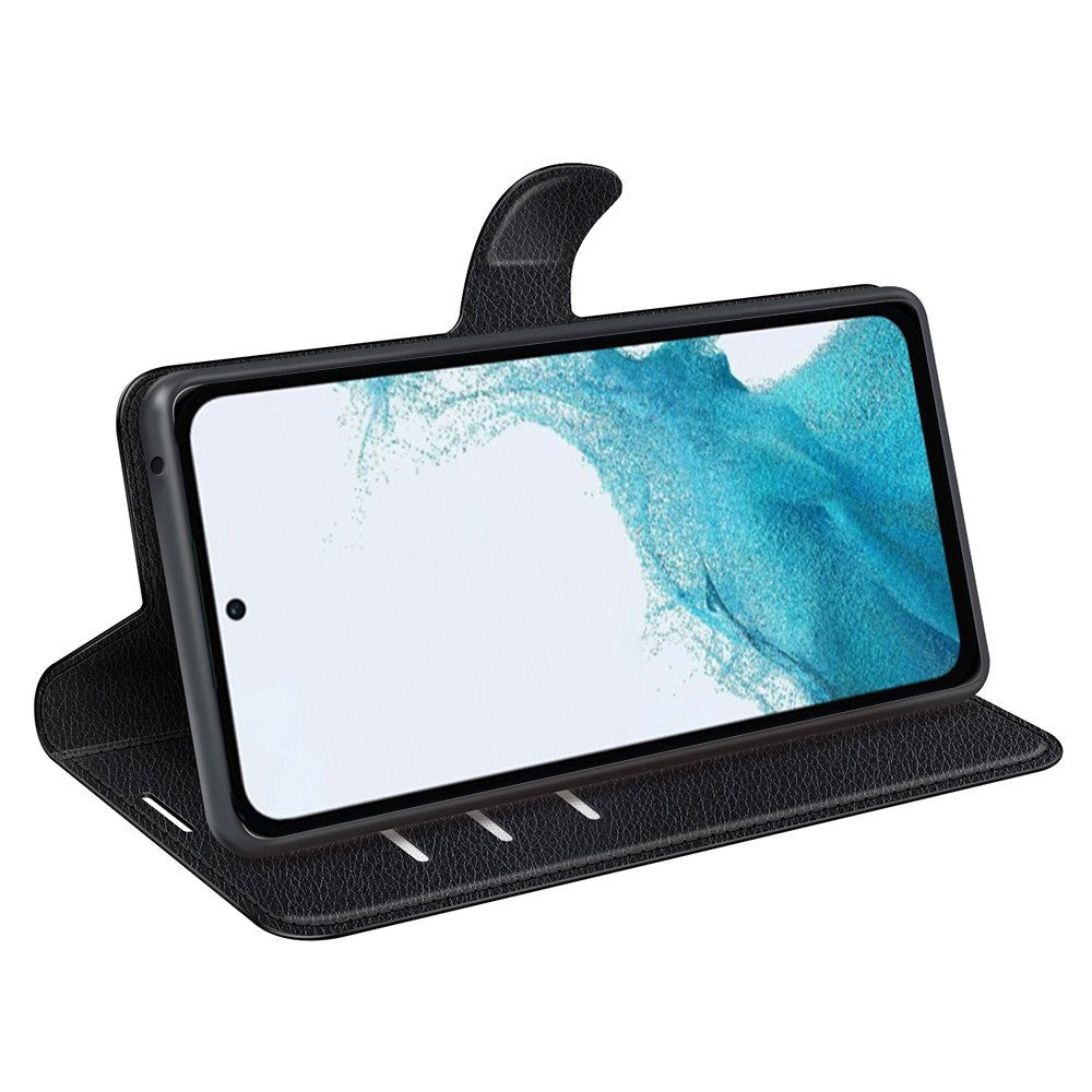 Samsung Galaxy A54 (5G) PU Litchi Leather Flip Cover m. Lommebok - Svart