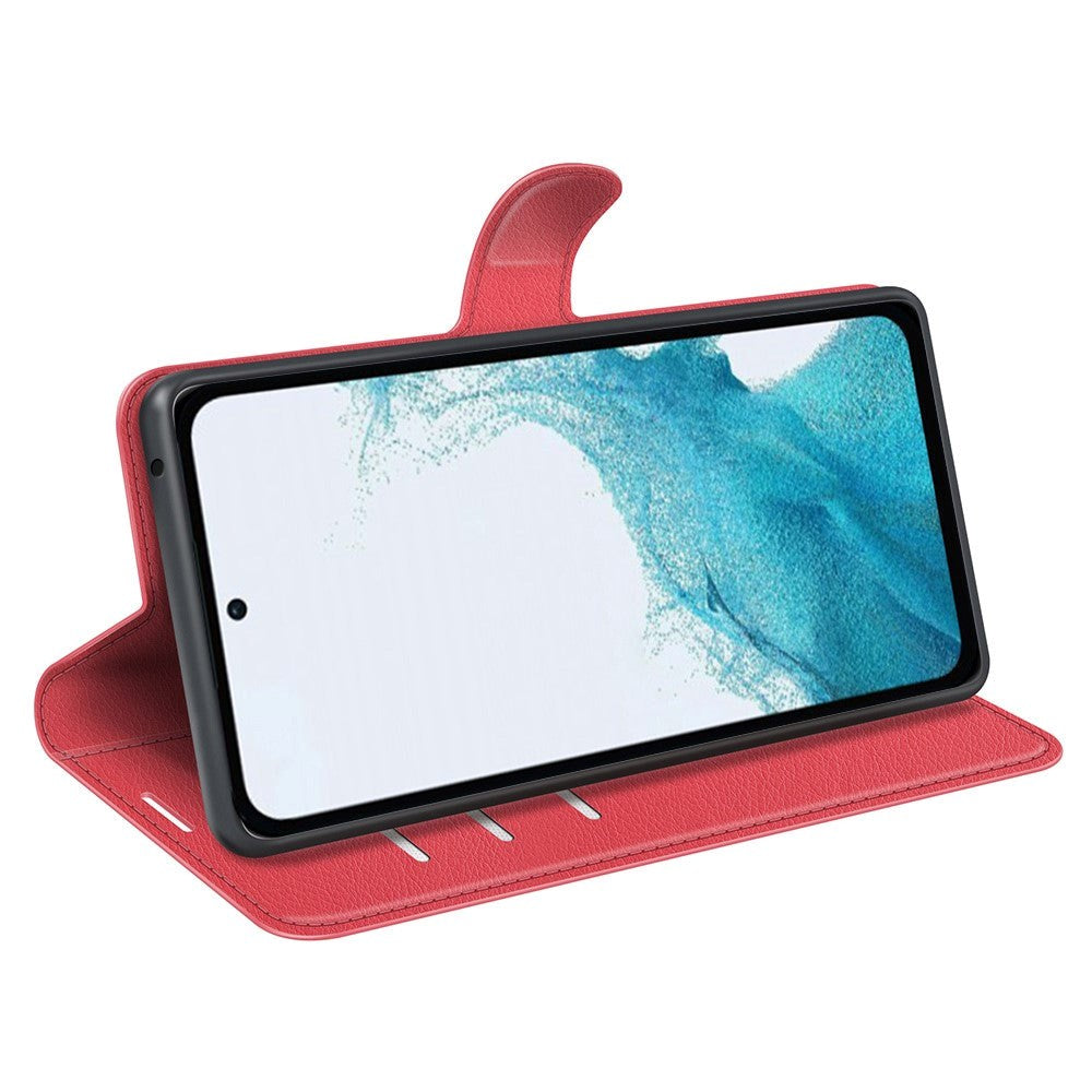 Samsung Galaxy A54 (5G) PU Litchi Leather Flip Cover m. Lommebok - Rød
