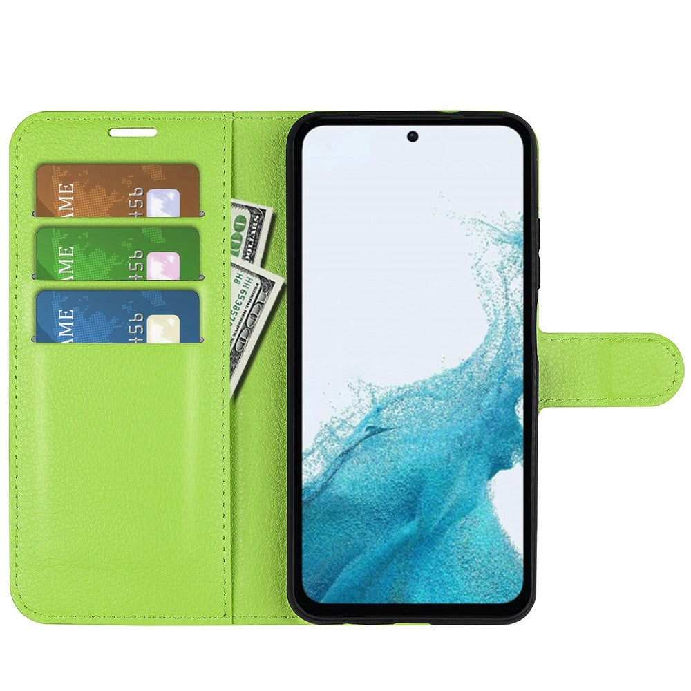 Samsung Galaxy A54 (5G) PU Litchi Leather Flip Cover m. Lommebok - Grønn
