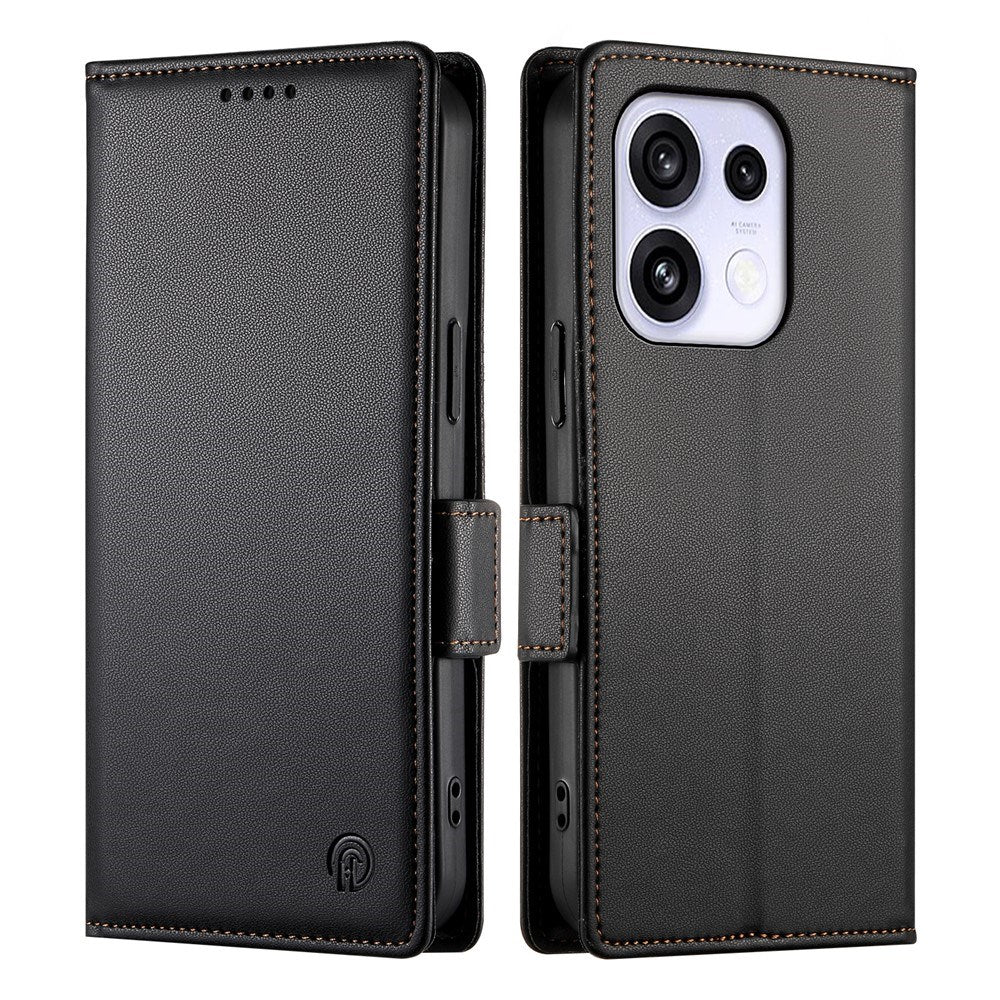OPPO Reno16 F (5G) EIDERWOOD Kunstlæder Flipcover m. Indbygget Kortholder - Sort