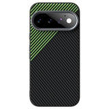Google Pixel 11 Pro ABEEL Hybrid Mobilcover m. Karbonfibretekstur - Sort / Grøn