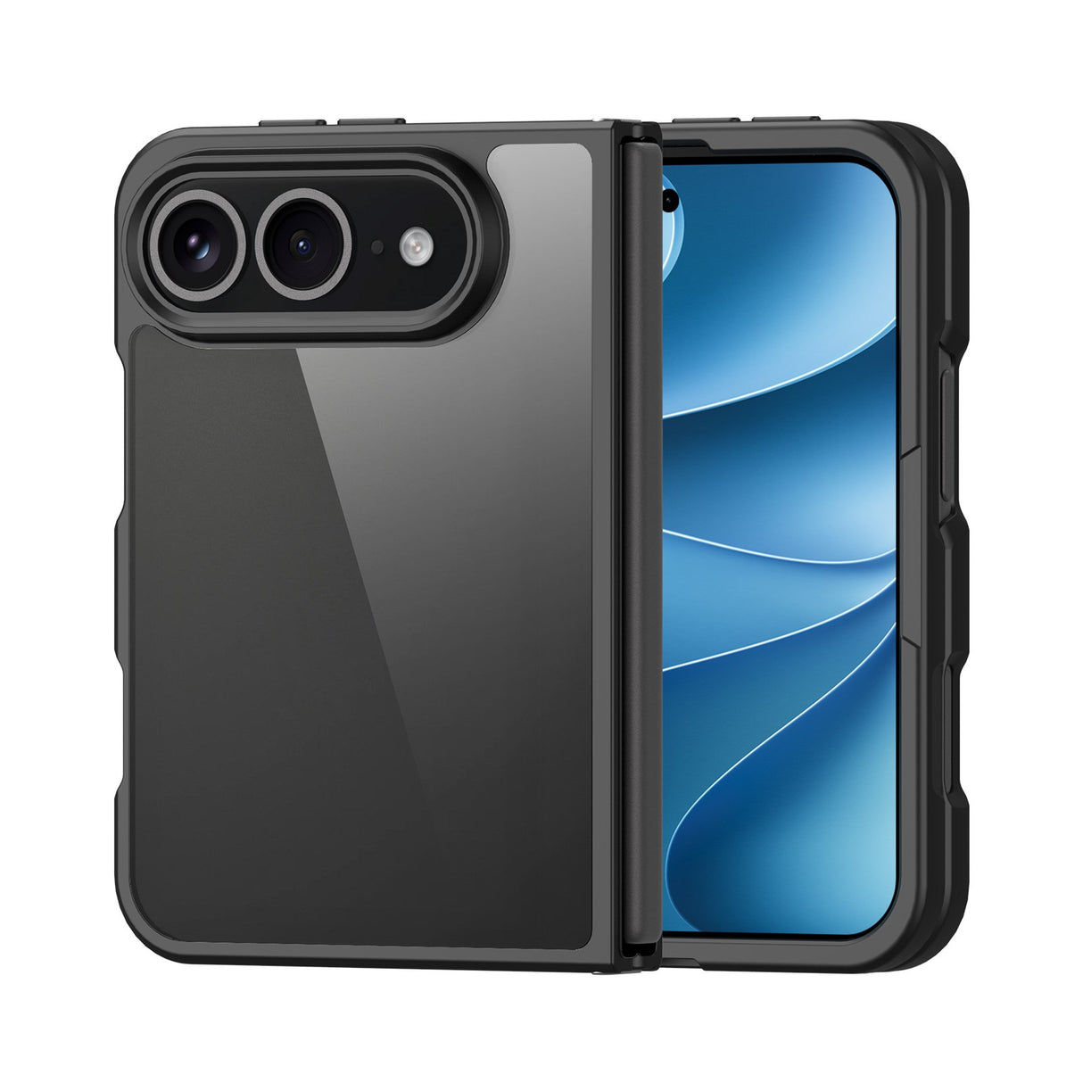 DUX DUCIS Aimo Series iPhone Fold Hybrid Mobilcover  - Gennemsigtig / Sort