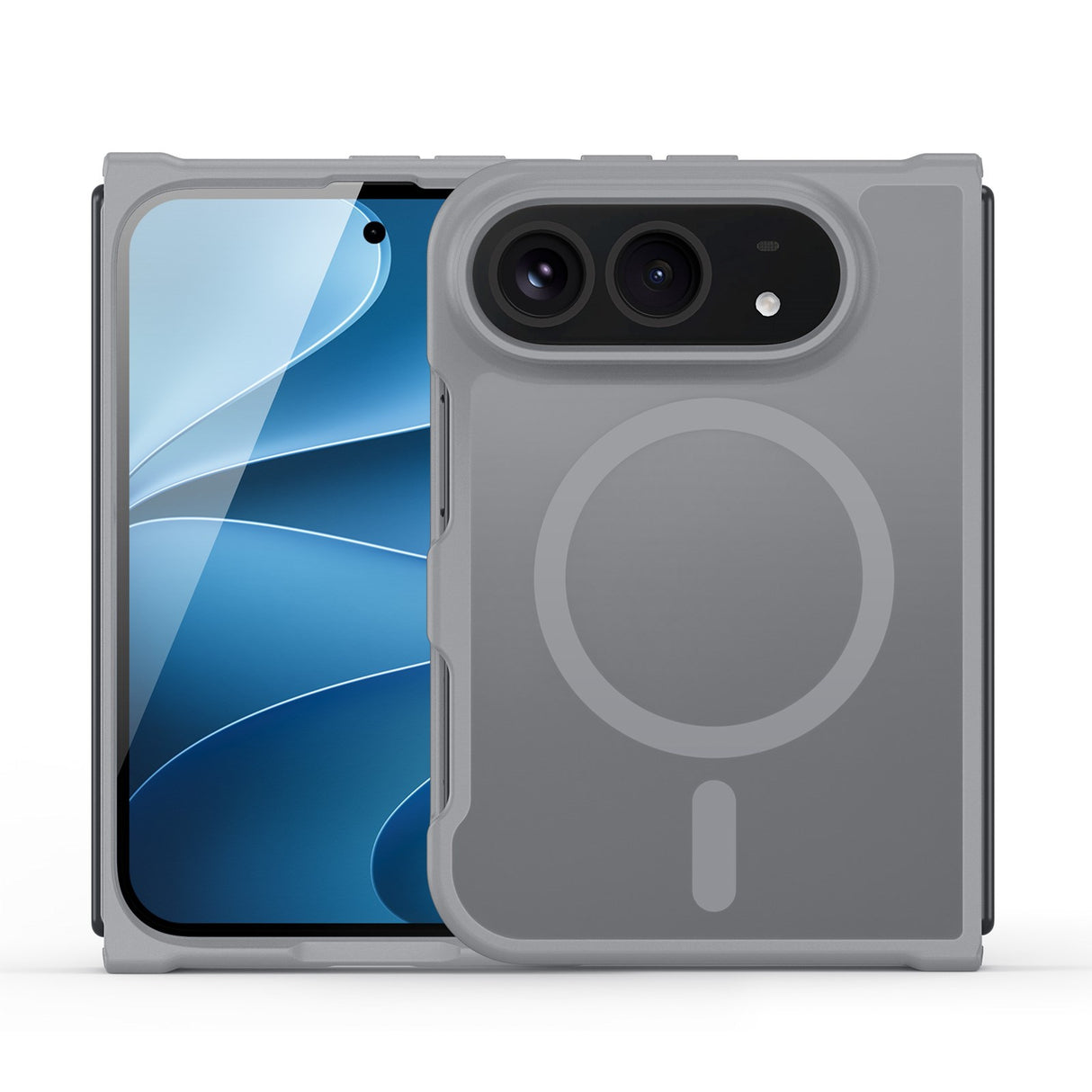 DUX DUCIS Yind Series iPhone Fold Hybrid Bagside Cover - MagSafe Kompatibel - Mat Grå