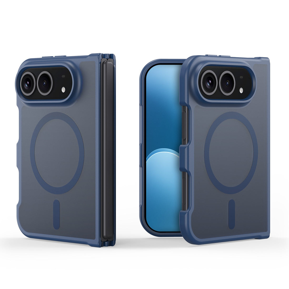 DUX DUCIS Yind Series iPhone Fold Hybrid Bagside Cover - MagSafe Kompatibel - Mat Blå