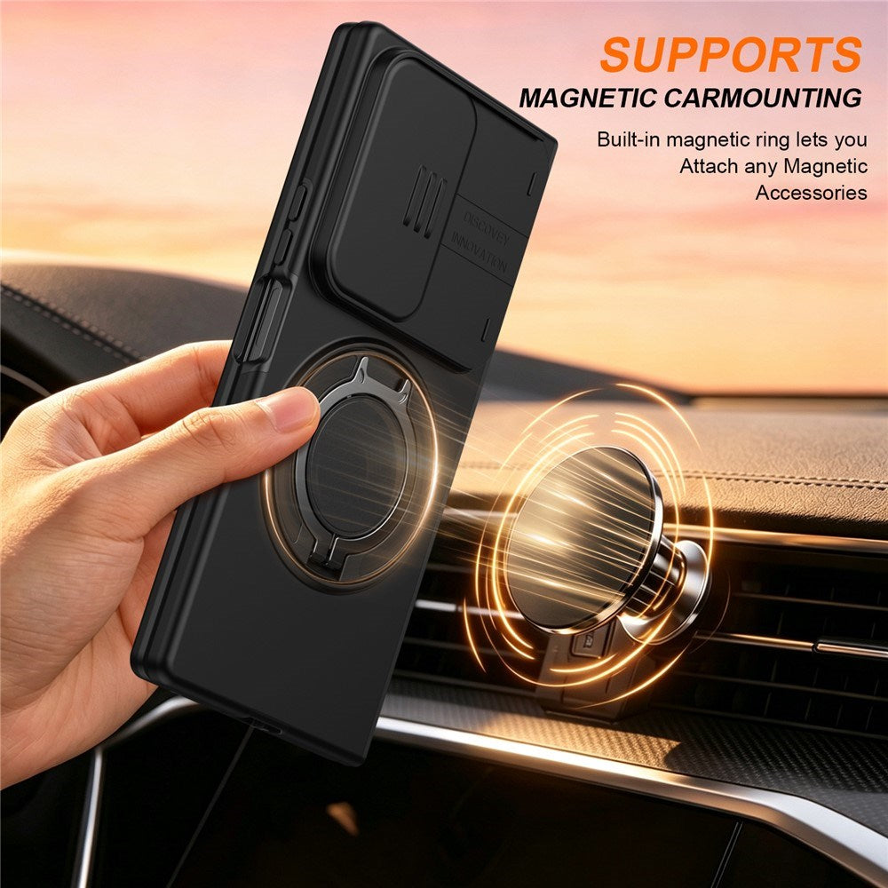 Samsung Galaxy Z Fold8 Ultra / Fold7 EIDERWOOD Hybrid Cover - 360° Roterbar Kickstand - Kameraslider - MagSafe Kompatibel - Sort