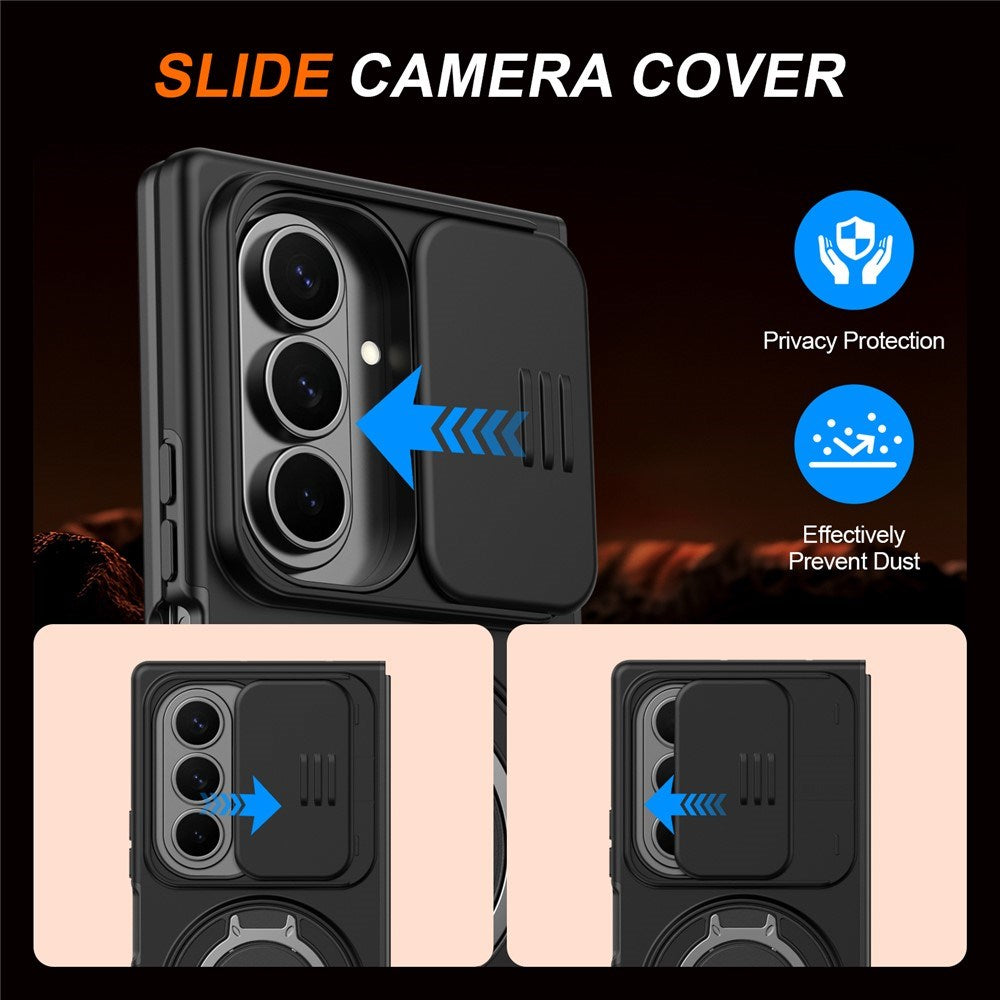 Samsung Galaxy Z Fold8 Ultra / Fold7 EIDERWOOD Hybrid Cover - 360° Roterbar Kickstand - Kameraslider - MagSafe Kompatibel - Sort