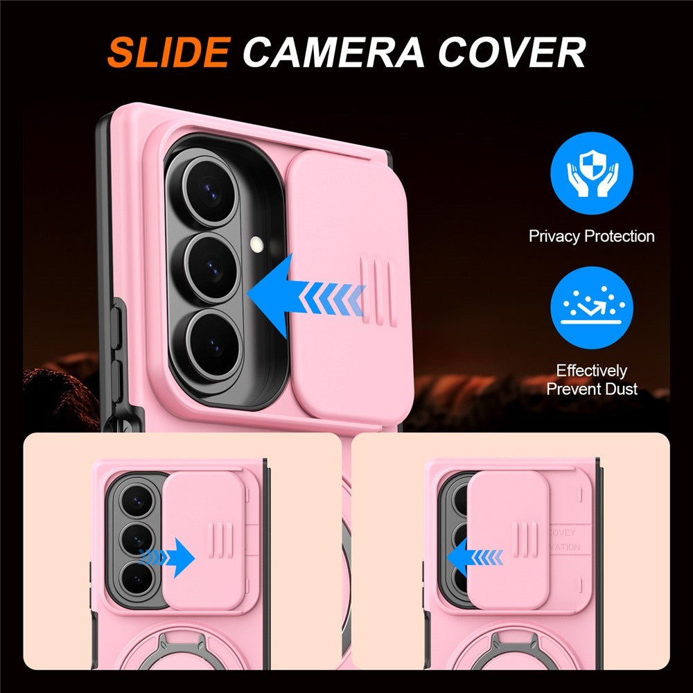 Samsung Galaxy Z Fold8 Ultra / Fold7 EIDERWOOD Hybrid Cover - 360° Roterbar Kickstand - Kameraslider - MagSafe Kompatibel - Lyserød