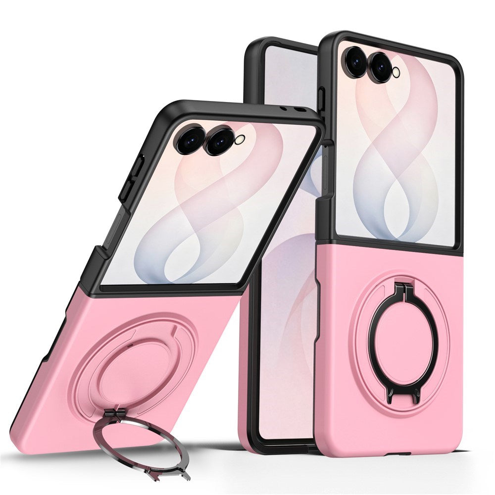 Samsung Galaxy Z Flip8 EIDERWOOD Hybrid Mobilcover - 360° Roterbar Kickstand - Lyserød