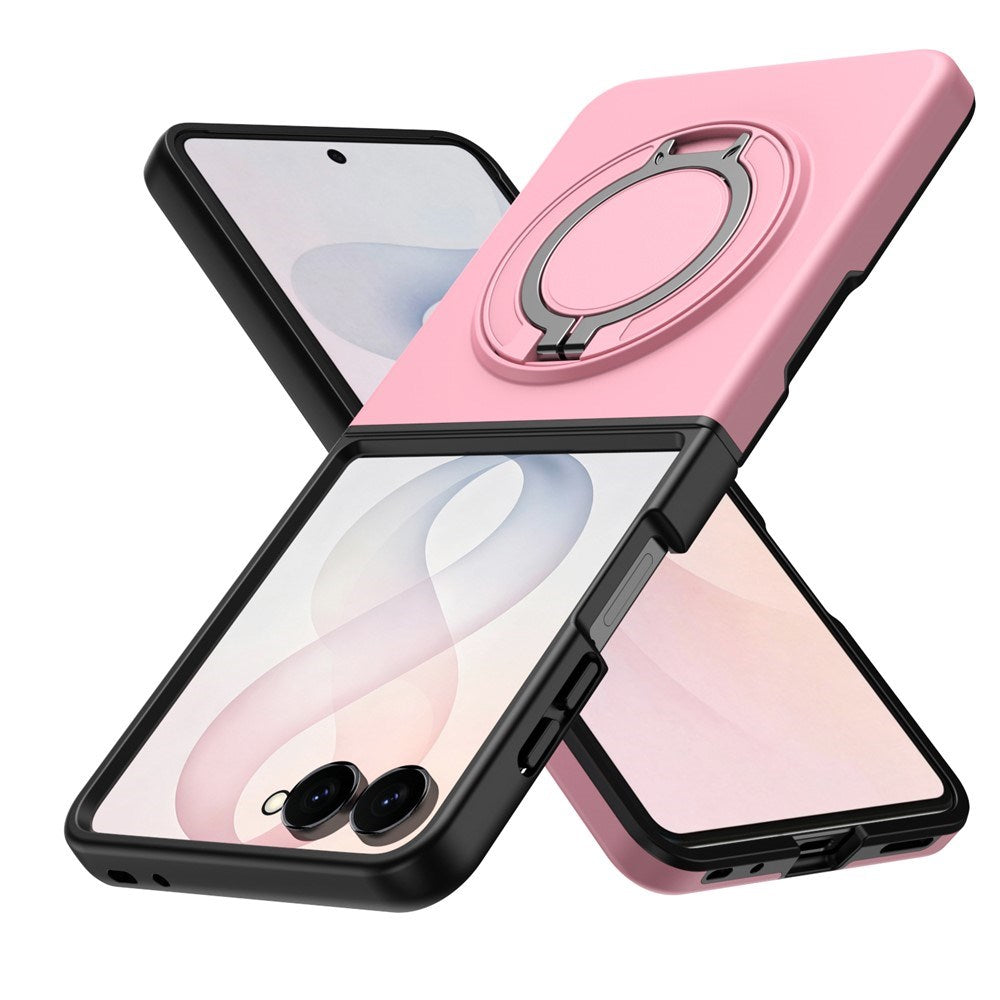 Samsung Galaxy Z Flip8 EIDERWOOD Hybrid Mobilcover - 360° Roterbar Kickstand - Lyserød