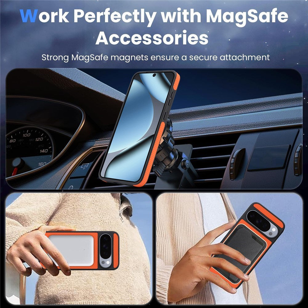 Google Pixel 11 Pro XL EIDERWOOD Bagsidecover m. Karbonstruktur - MagSafe Kompatibel - Orange