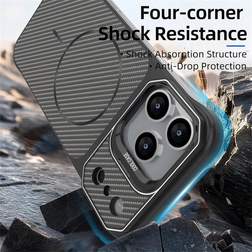 EIDERWOOD iPhone 18 Pro / 17 Pro Carbon Fiber Bagsidecover med Ståfunktion -  MagSafe Kompatibelt - Sort
