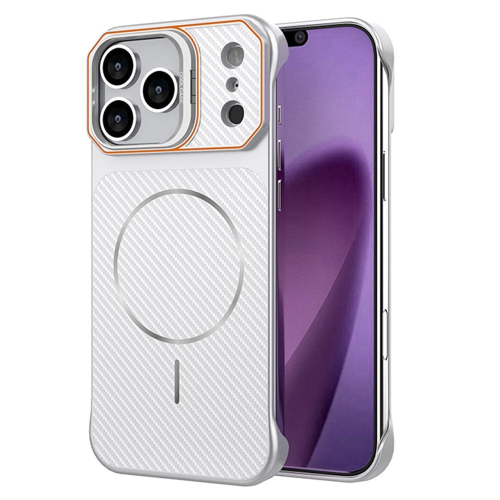 EIDERWOOD iPhone 18 Pro / 17 Pro Carbon Fiber Bagsidecover med Ståfunktion -  MagSafe Kompatibelt - Hvid