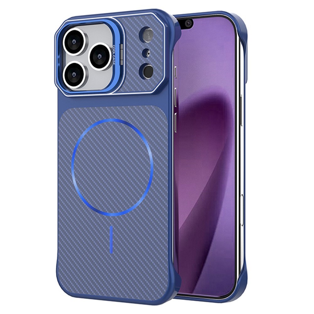 EIDERWOOD iPhone 18 Pro / 17 Pro Carbon Fiber Bagsidecover med Ståfunktion -  MagSafe Kompatibelt - Blå