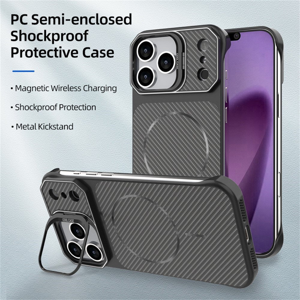EIDERWOOD iPhone 18 Pro / 17 Pro Carbon Fiber Bagsidecover med Ståfunktion -  MagSafe Kompatibelt - Blå