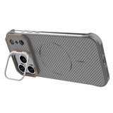EIDERWOOD iPhone 18 Pro / 17 Pro Carbon Fiber Bagsidecover med Ståfunktion -  MagSafe Kompatibelt - Grå