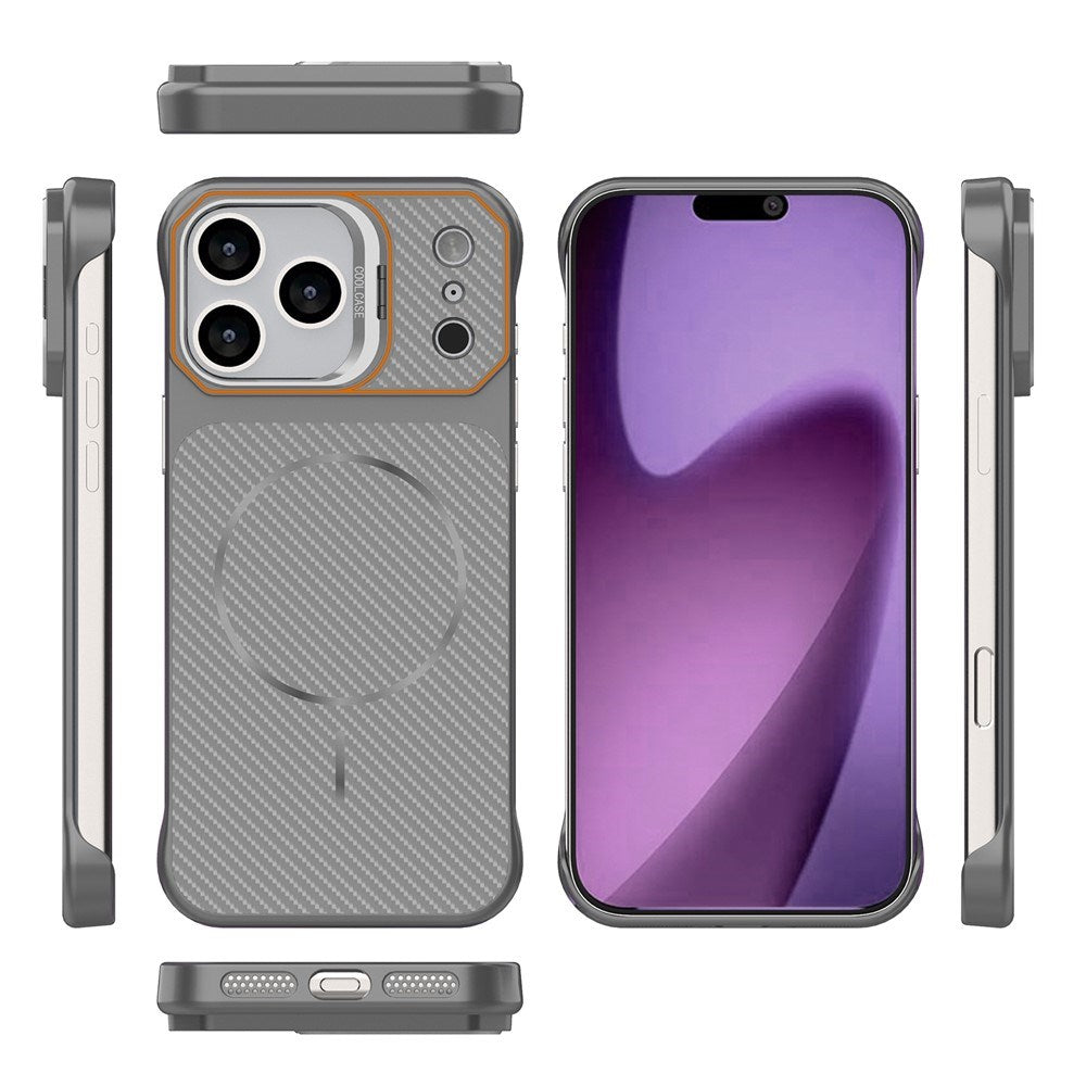EIDERWOOD iPhone 18 Pro / 17 Pro Carbon Fiber Bagsidecover med Ståfunktion -  MagSafe Kompatibelt - Grå