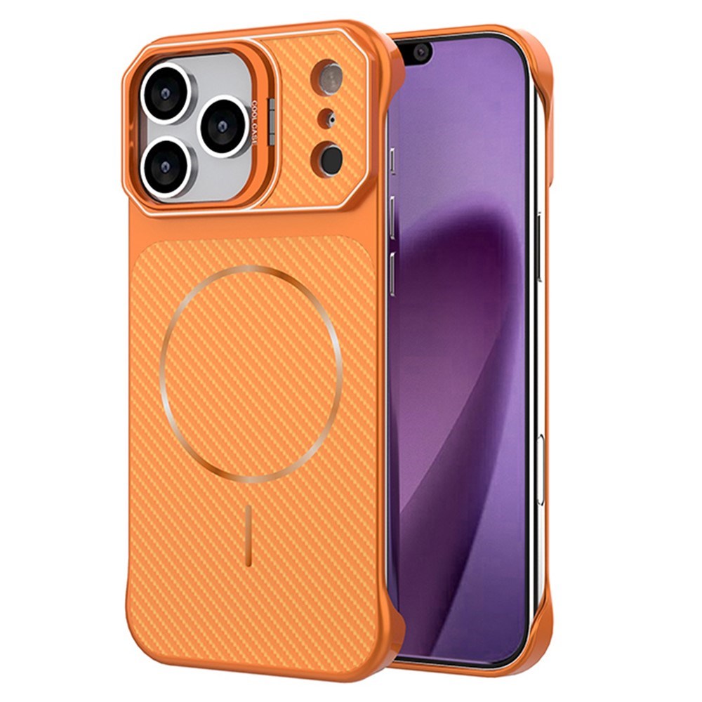 EIDERWOOD iPhone 18 Pro / 17 Pro Carbon Fiber Bagsidecover med Ståfunktion -  MagSafe Kompatibelt - Orange