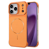 EIDERWOOD iPhone 18 Pro / 17 Pro Carbon Fiber Bagsidecover med Ståfunktion -  MagSafe Kompatibelt - Orange