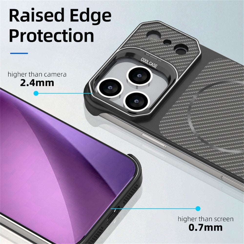 EIDERWOOD iPhone 18 Pro / 17 Pro Carbon Fiber Bagsidecover med Ståfunktion -  MagSafe Kompatibelt - Orange