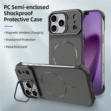 EIDERWOOD iPhone 18 Pro / 17 Pro Carbon Fiber Bagsidecover med Ståfunktion -  MagSafe Kompatibelt - Guld