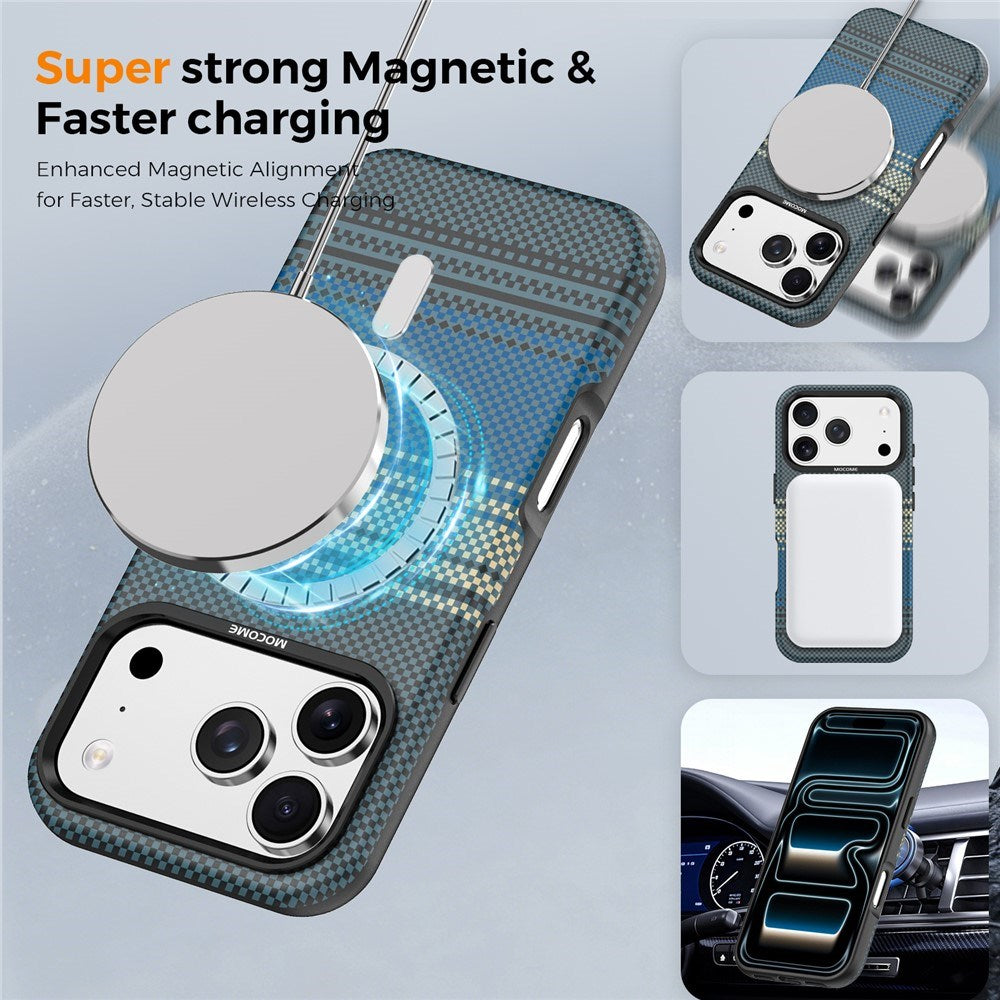 iPhone 18 Pro EIDERWOOD Mobilcover m. Mønstret Kunstlæderbagside - MagSafe Kompatibel - Blå