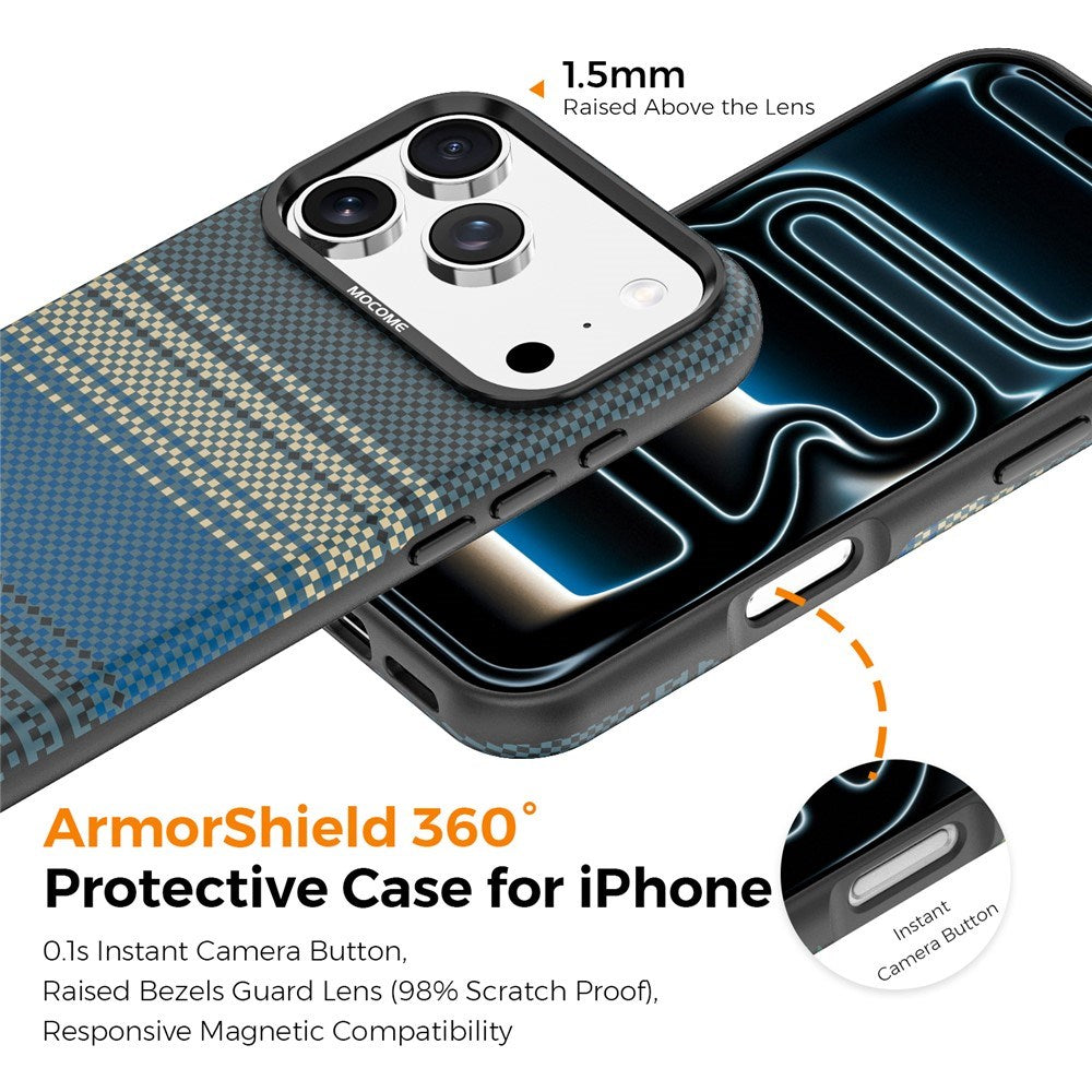 iPhone 18 Pro EIDERWOOD Mobilcover m. Mønstret Kunstlæderbagside - MagSafe Kompatibel - Blå
