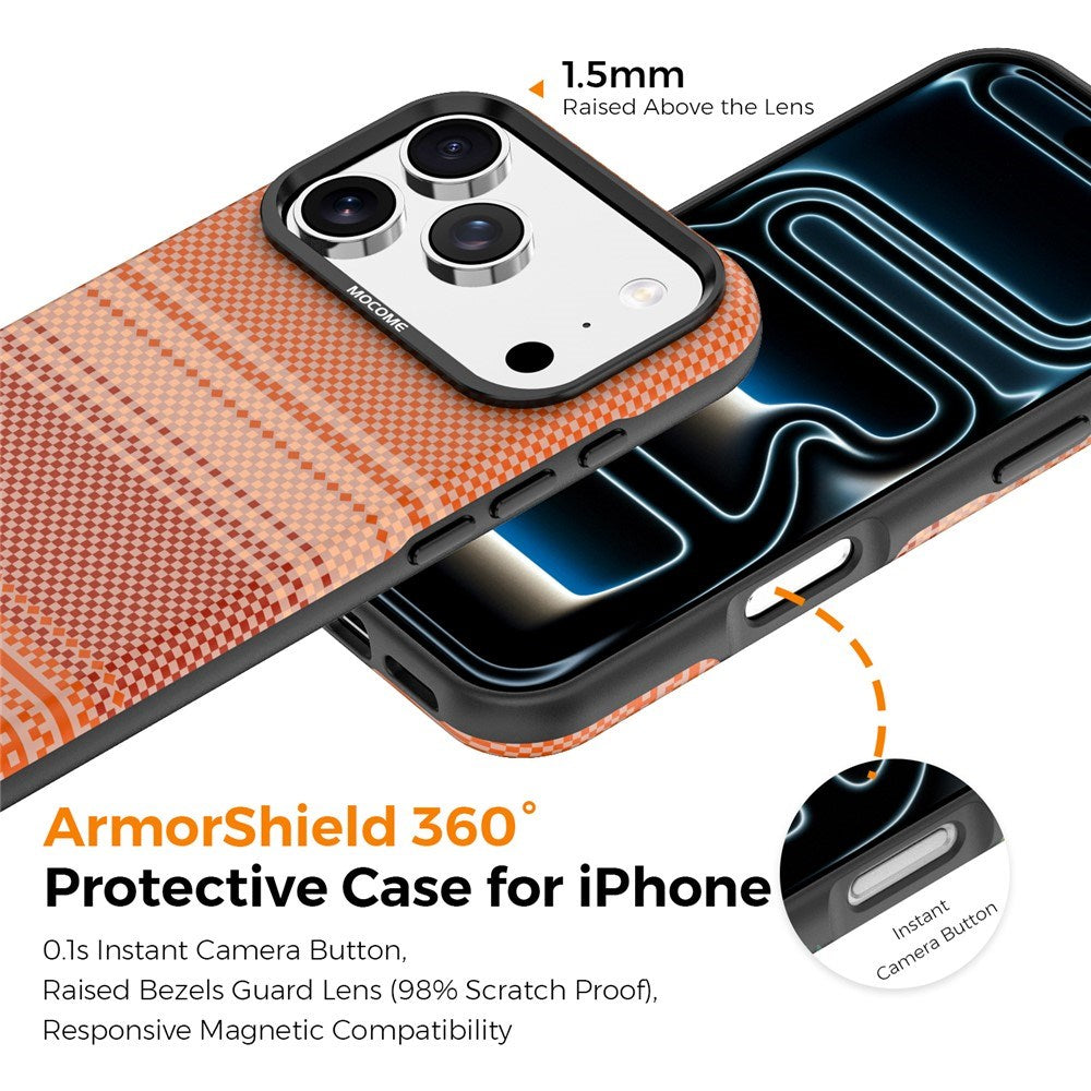 iPhone 18 Pro EIDERWOOD Mobilcover m. Mønstret Kunstlæderbagside - MagSafe Kompatibel - Orange
