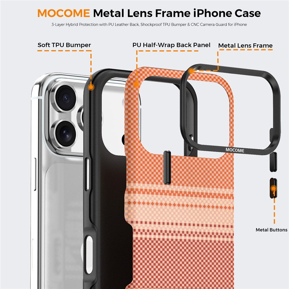 iPhone 18 Pro EIDERWOOD Mobilcover m. Mønstret Kunstlæderbagside - MagSafe Kompatibel - Orange