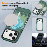 iPhone 18 Pro EIDERWOOD Mobilcover m. Mønstret Kunstlæderbagside - MagSafe Kompatibel - Grøn
